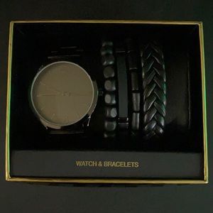 Folio Men’s Watch and Bracelet Set - Black
